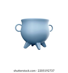 3d render iron cauldron. 3d rendering empty pot. 3d render copper on white background.