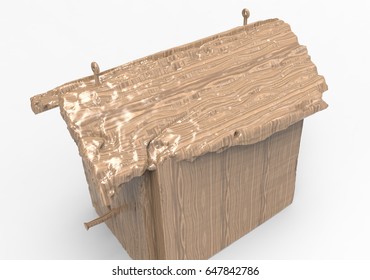 3D render isolate bird house / wooden house