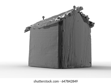 3D render isolate bird house / wooden house