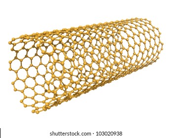 3d render of isolated chiral carbon nanotube