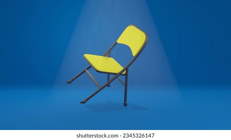 3d render of isolated floating yellow empty chair in blue background with rays of light, design illustration for job vacancy, hiring opportunity concept - Powered by Shutterstock