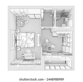 3d Render Isolated Modern Flat Design Stock Illustration 1448988989 ...