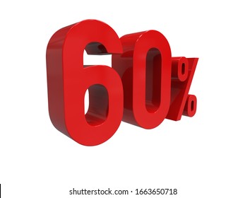 
3d Render: ISOLATED Red 60% Percent Discount 3d Sign on WHITE Background, Special Offer 60% Discount Tag, Sale Up to 60 Percent Off, Sixty Percent Letters Sale Symbol, Special Offer Label
