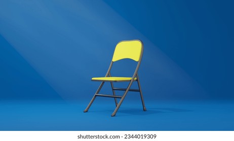 3d render of isolated yellow empty chair in blue background with rays of light, design illustration for job vacancy, employee recruitment - Powered by Shutterstock