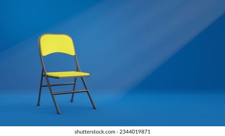 3d render of isolated yellow empty chair in blue background with rays of light, design illustration for job vacancy, we're hiring concept - Powered by Shutterstock