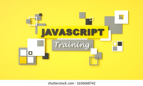 3d render of Javascript training. Programming training. Coding concept. Javascript language e-learning. Online education. Application development
