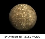 3D render Jupiter Moon callisto on a black background, high resolution.Elements of this image furnished by NASA