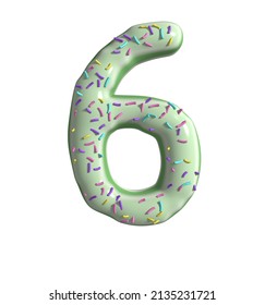 3D Render of Key Lime Pie Themed Font Number 6
