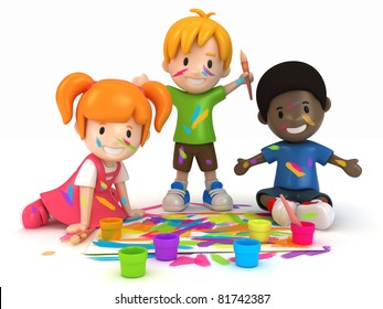 3D Render of Kids Painting - Powered by Shutterstock