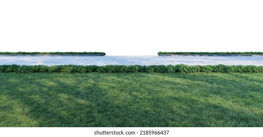 3d Render Lawn And Bush On White Background