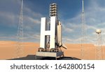 3D render of letter H rocket
