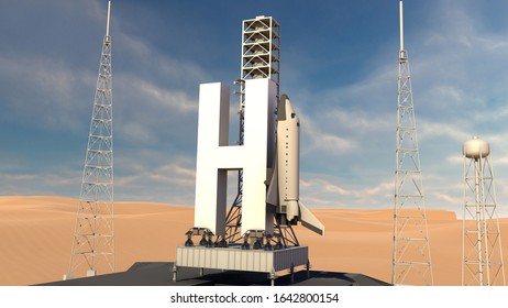 3D render of letter H rocket