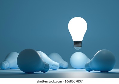 3D Render Light Bulb Art Conceptual On Color Background