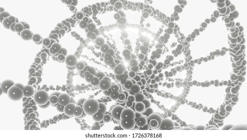 3d Render With A Light DNA Chain In High Key