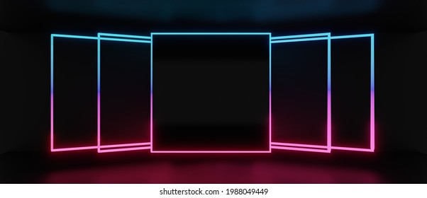 3d render of light square frame alignment isolated on dark background, abstract minimal concept, blank space, simple clean design