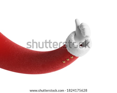 3d render, Like gesture. Santa Claus hand shows thumb up. Holiday cartoon character. Christmas clip art isolated on white background ストックフォト © 