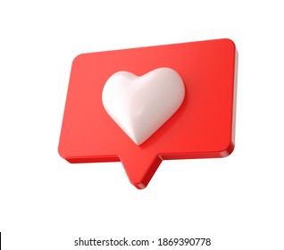 3d Render, Like Or Love Social Media Icon Isolated On White Background