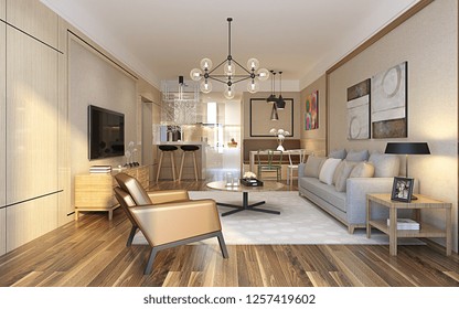 3d Render Of Living Room