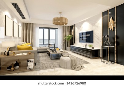 3d Render Of Living Room