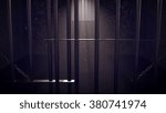 3D Render of locked prison cell for two persons. Dark atmosphere.