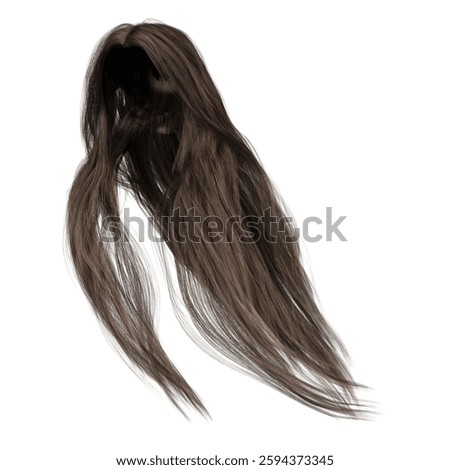 3d render long straight brown hair isolated