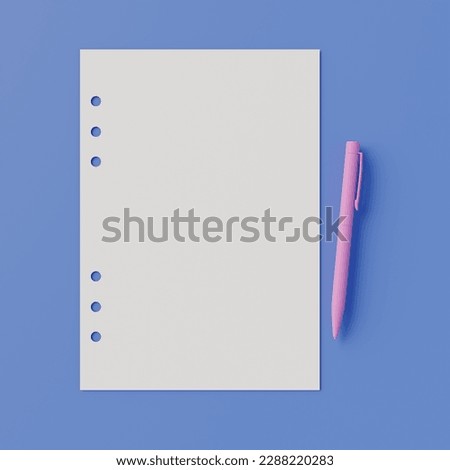 3d render loose leaf pages binder  