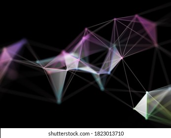 3D Render Of A Low Poly Plexus Design, Hi Tec Science Background