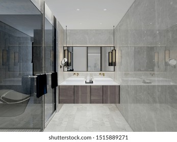 3d Render Luxury Bathroom Interior Stock Illustration 1515889271 ...