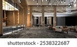 3d render luxury hotel lobby reception hall