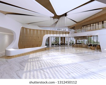 3d Render Luxury Hotel Reception