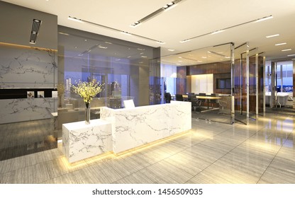 3d Render Of Luxury Hotel Reception