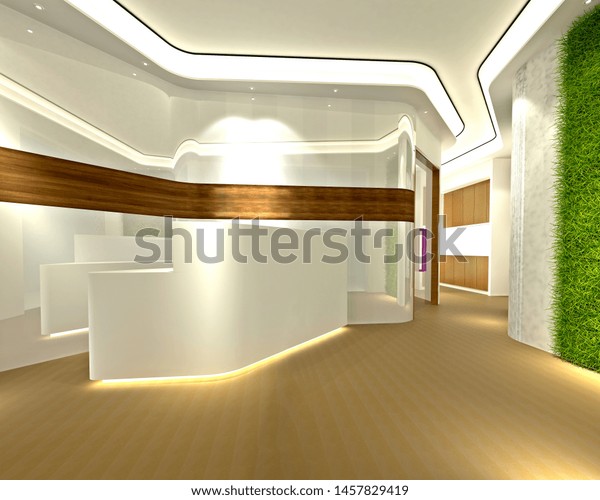 3d Render Luxury Hotel Reception Lobby Stockillustration