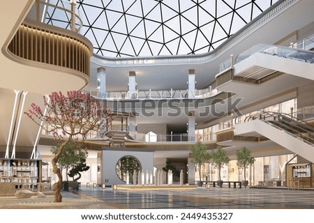 3d render. Luxury mall interior scene.