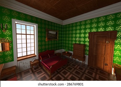 3d Render Of Luxury Manor Interior - Bedroom