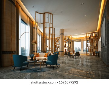3d Render Of Luxury Modern Hotel Lobby