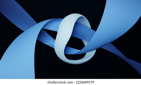 3D Render Made In Blender. An Abstract Featuring Ribbon Waves That Come Closer Together.