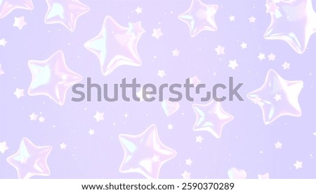 3D render magical star-shaped bubbles.