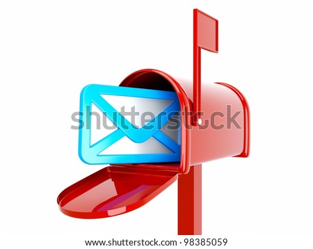 a 3d render of mailbox with envelop icon inside isolated on white