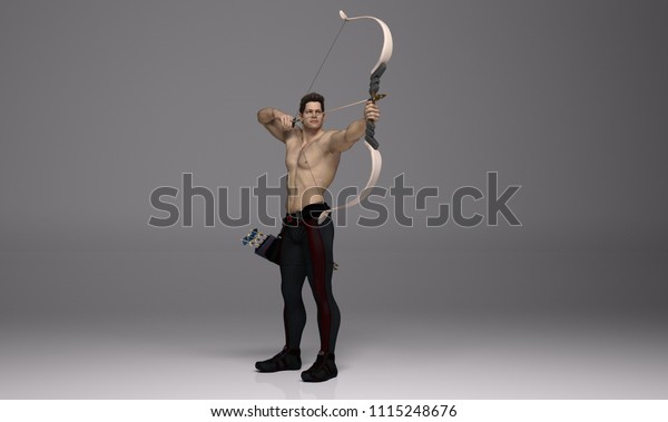 3d Render Male Archer Pose Practicing Stock Illustration 1115248676 Shutterstock 6855