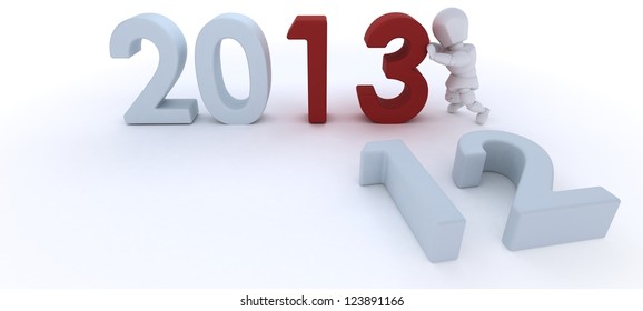 3D render of a man  bringing in the new year