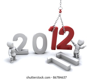 3D render of a man Bringing the new year in