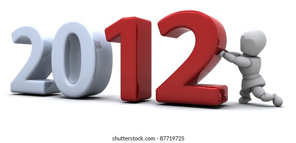 3d render of a man bringing in the new year