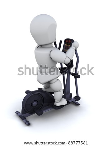 3D render of a man on a crosstrainer