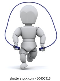 3D render of man skipping with jump rope