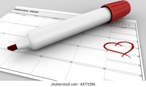 3D render of a marker marking the date on a calender