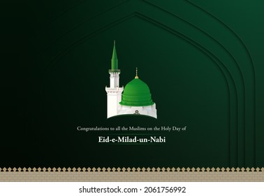 3D Render Masjid-e-Nabvi. Happy Eid Milad Un Nabi. Masjid 3d Model Of Celebrating 12 Rabi Ul Awal