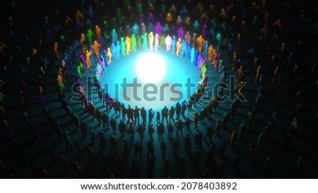 3d render. Massive crowd low people