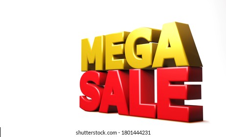 3D Render Mega Sale Isolated Background. 3D Illustration