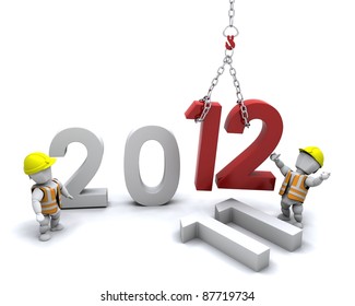 3d render of men bringing in the new year