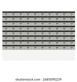 3d render metal mailboxes cabinet white background